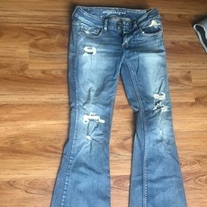 AEO artist Flare- dusty blue denim. Lower rise